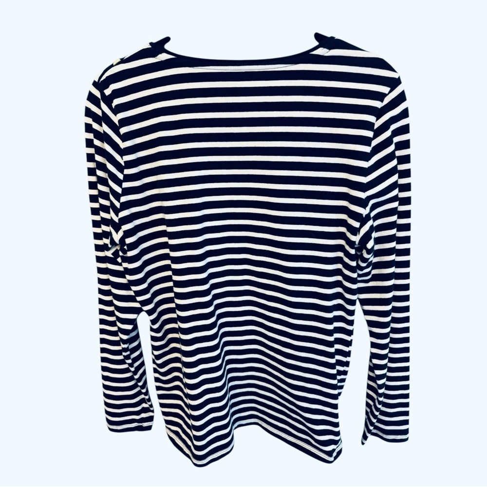 Navy and White Striped Women's Top with metallic ornaments MP - Picture 3 of 4